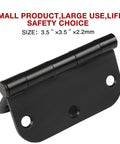 12 Pack Matte Black Door Hinges 3.5 Inch Rounded Corners shown with detailed close-up of hinge side profile.