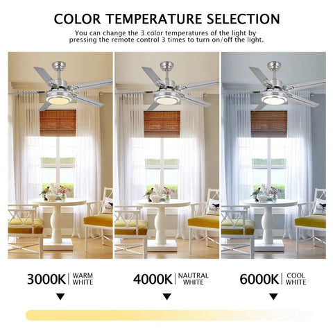 Ceiling Fan With Lights Remote Control And App, Modern Minimalist Smart Ceiling Fan, three color dimmable light demo