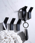 Pretty Slick No Drill Wall Mounted Robe Hooks For Bathroom Towels And Coats Straight Up Sturdy Aluminum Alloy Rack with keys and fluffy towel.