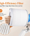 Kickass Nail Dust Collector With Hecka Strong 60W Suction And Full Coverage Cyclone Airflow, High-efficiency filter for easy cleaning.