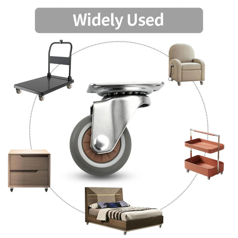Industrial Grade Swivel Caster Wheels With Locking Brakes And Full Mounting Kit For Quick Cart Assembly and Hella Smooth Shop Equipment Rides That Never Quit on furniture and carts.