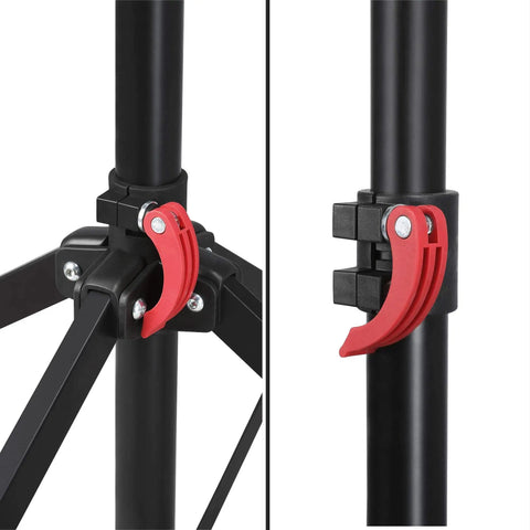 Quick release clamp on Pro Grade Bike Repair Stand For Road And Mountain Bikes With Four Leg Stability Telescoping Arm Quick Release Tool Tray Adjustable Maintenance Rack For Easy At Home And On The Go Repairs