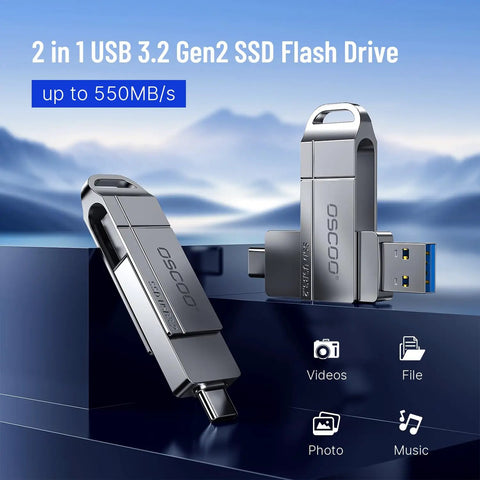 Ultra Fast Dual USB C USB A Flash Drive 128GB With Five Hundred Fifty Megabytes Per Second Transfer A Go To 2 In 1 Thumb Drive