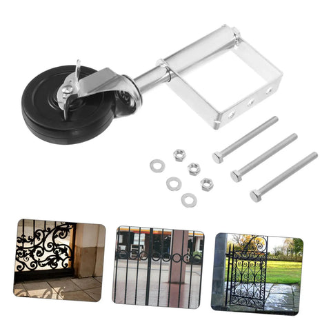 Premium Spring Loaded Gate Caster Wheel That Slides Smooth And Takes Care Of Heavy Doors Up To Seventy Five Kilograms Like It Is Nothing, metal and rubber wheel part with mounting hardware.
