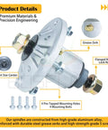 Solid As A Rock Heavy Duty GY21099 Spindle Assembly 3 Pack for John Deere 54 Inch mower deck, featuring 7 point star center and grease zerk.
