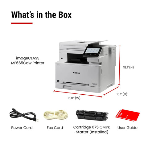 Image showing contents of box: Color Wireless Duplex Laser Printer All In One With Copier Scanner Fax And Auto Document Feeder Fast 22 PPM