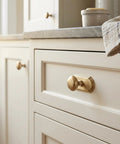 Champagne Bronze Cabinet Knobs With Orbit Rim Backplate Beaded Pull Modern Zinc Alloy Hardware on kitchen drawer