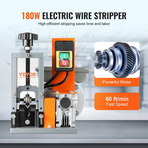 Heavy Duty Electric Wire Stripper Machine Automatic Cable Prep Tool With 180W Motor detailed view with controls and gearing.