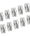 Hella Rugged 10 Pack U Groove Bearing Carbon Steel Sealed Ball Bearing 3X12X4MM set of silver rail roller wheels.
