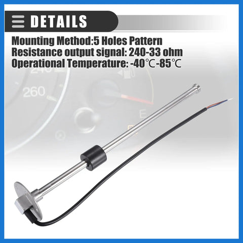 Universal Marine Fuel Sending Unit Float Replacement Stainless Steel Gas Diesel Level Sensor with 5 hole mounting pattern.