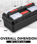 Big Boy Foldable Two-Layer Tool Box Workhorse with Non-Slip Handle and Removable Tray Storage Red Heavy-Duty Sturdy Construction for Workshop and Garage Equipment Organization 20-Inch Portable Design with dimensions 20 x 10.8 x 8.6 inches