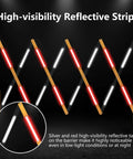 Expandable 8.46ft Safety Barricade With Water Filled Weighted Base featuring reflective strips for high visibility