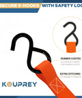 4 Pack Ratchet Straps For Trailers Boats And More, 1 Inch By 10 Foot Heavy Duty Tie Downs With 900 Lb Break Strength, S Hooks, Orange