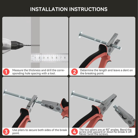 Installation instructions for Top Shelf Brushed Gold Cabinet Pulls with steps for mounting, measuring, and using tools.