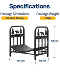 Bear Pattern Firewood Rack 16.5 Inch Wrought Iron Log Holder with dimensions and weight specifications displayed