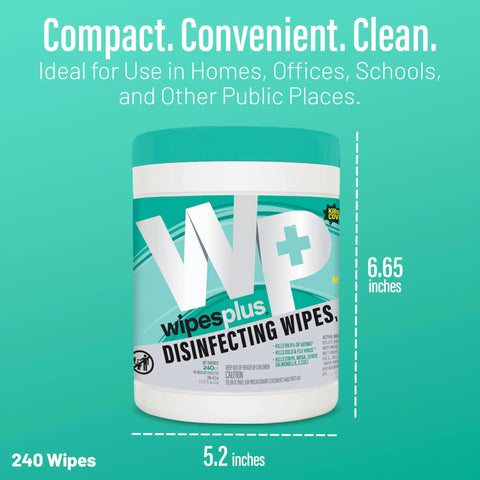 Bleach-Free Lemon Scent Disinfecting Surface Wipes Canister, 240 Count, 3-In-1 Cleaner That Kills Ninety Nine Point Nine Percent Germs