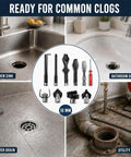 10 Pack Heavy Duty Drain Cleaner Replacement Heads Spring Flexi Design Reinforced Tips, different attachments for various sinks and drains.
