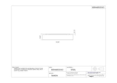 Rock Solid Heavy Duty Workhorse Tapered Roller Bearing Single Cone Steel Design 2.4375 Inch ID 0.8660 Width top view drawing
