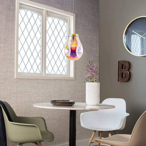Colorful Bubble Glass Island Pendant Light 1 Light For Kitchen And Dining hanging in a modern dining room setting