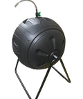 Ms Tumbles 35 Gallon Compost Tumbler With Easy Turn System, Drain Hose With Cut Off Valve, Durable Round Design In Black And Green
