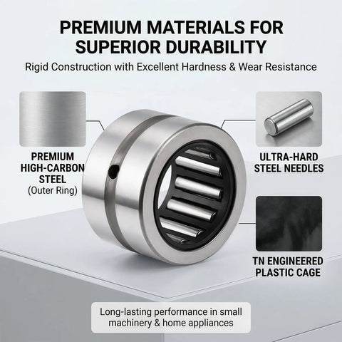 Heavy Duty NK15/16 Needle Roller Bearing Two Piece Set showing premium high-carbon steel and ultra-hard steel needles.