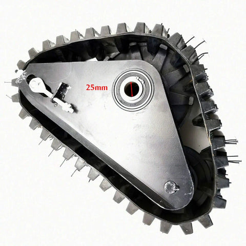 Close-up of Pair Rear Axle Track Kit For Go Kart ATV UTV Buggy Quad Snow Rubber Sand Tracks For Snowmobile Metal Build