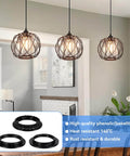 12 Pack E26 E27 Lamp Shade Rings Replacement Kit installed on pendant lights, black socket collar retaining rings, phenolic material.