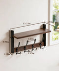 Top Notch Wall Mount Wood Coat Rack Sweet Space Saving Shelf Display Hook System with dimensions and details shown.