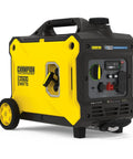 3500 Watt Portable Inverter Generator With Quiet Technology And CO Shield For Quiet RV Camping And Tailgating, 2300 Running Watts, yellow casing with wheels.