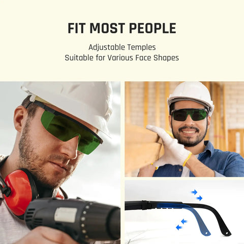 Heavy Hitter IPL Laser Safety Glasses With Anti Blue Light Filter For Hair Removal And Salon Procedures on man with drill.