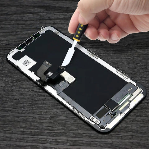 Using Six Piece Mini Crowbar Set For Electronics Repair Go To Tools With Double Head Disassembly And Non Slip ABS Handles on phone