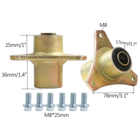 Go Kart Front Steering Knuckle Spindles Front Wheel Hubs Kit Three Stud Beefed Up For Karting ATV UTV with bolts shown