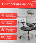 Ergonomic Mesh Office Chair With Adjustable Lumbar Support And Smooth Swivel Base Next Level Comfort For Remote Work And Chill Gaming Vibes Cozy Gray Task Seat with breathable mesh material and caster wheels.