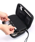 Rugged Hard Accessory Organizer Case with Custom Dividers showing open pouch with cables and dividers for tech storage.