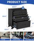 Heavy Duty Rolling Tool Chest With Six Full Extension Drawers And Whisper Quiet Tracks, Easy Glide Wheels Make Tackling Garage Grunt Work A Breeze, Rust Resistant Steel Organizer Built Tough For Real Jobs product dimensions and capacity