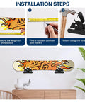 Installation steps for Heavy Duty Snowboard Wall Mount Set Space Saving Indoor Board Rack, showing measuring and mounting process.