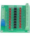 Top view of Eight Channel Optical Isolation Module For 24V To 5V Level Conversion With NPN Output PLC Signal Converter Board
