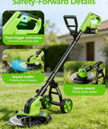 Cordless 800W Brushless Weed Eater With Wheels 20,000 RPM For Beastly Power 12 Inch 4 In 1 String Trimmer Edger Mower Brush Cutter