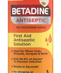 Antiseptic First Aid Solution With Povidone Iodine 10 Percent For Infection Protection Kills Germs In Minor Cuts Scrapes 8 fl oz bottle