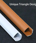 Self Adhesive PVC Cable Channel Cover Is A Total Game Changer Wire Management Track Peel And Stick Cord Raceway in brown and white.