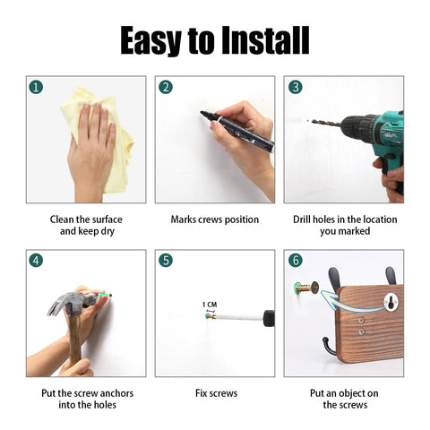 Installation steps for Rustic Wall Mount Coat Rack With Five Triple Hooks Heavy Duty Solid Wood Coat Hanger.