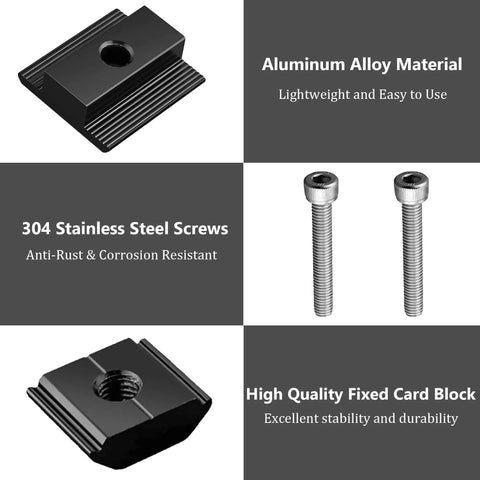 Heavy Duty Rock Solid Center Clamps For Solar Panels 10 Pack No Nonsense Aluminum Alloy Mounting Hardware with screws and card block.
