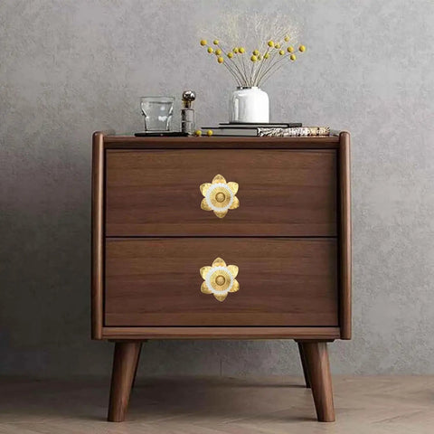 Top Shelf Set Of Six Crisp White Glass Cabinet Knobs For Kitchen Drawers And Dresser Hardware featuring a smooth finish on a modern dresser.