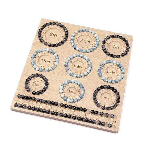 Beading Board For Jewelry Making, Bamboo Bead Tray 5 To 8 Inches With 9 Grooves And 2 8.5 Inch Slots with bead layout