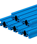 Tough-As-Nails Blue 2040 Aluminum Extrusion Profiles Featuring Precision V Slot Grooves For Serious Industrial Framing And DIY Projects Pack of 5 Pieces Each Measures 48 Inches Long Made From High-Strength Alloy, showcasing multiple blue V slot extrusion profiles.