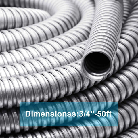 Heavy Duty Reduced Wall Flexible Metal Conduit 50 Feet Long Three Quarter Inch Galvanized Steel Coiled View