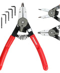 Combo Snap Ring Pliers With Internal And External Switch, Pro-Grade Ring Remover Tool, switchable jaws with tips shown.
