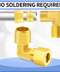 Brass Compression Elbow Fitting One Half Inch Tube OD To One Half Inch NPT Male 90 Degree Connector Two Pack For Plumbing Systems
