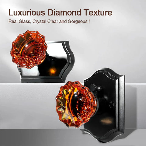 Crystal Rose Glass Door Knobs With Privacy Lock For Interior Doors Vintage Antique Style In Black Brown Finish