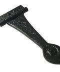 Badass 12 Inch Decorative Iron Spear Strap With A Gritty Olde Style For Sliding Barn Doors Rustic Gates And Kitchen Cabinet Fix Ups Heavy Duty Black Steel Wall Mount Hardware on a white background.